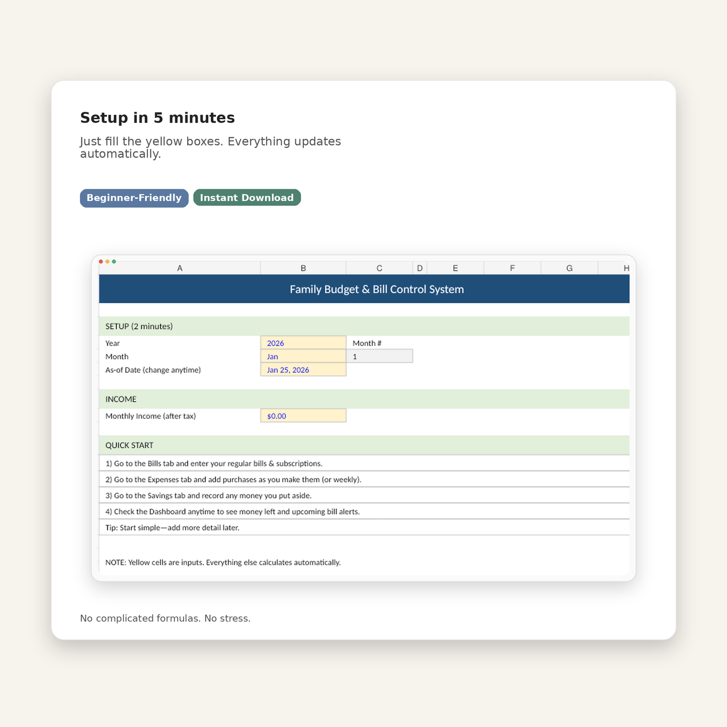 Family Budget Bill Control